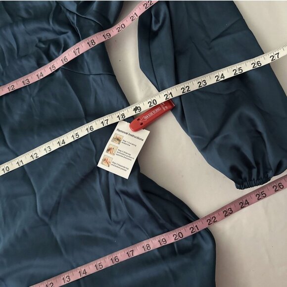 NWT IEENA Mac Duggal [ 10 ] Satin Long Blouson Sleeve Gown Sapphire Blue‎ #Q477 - Picture 7 of 16